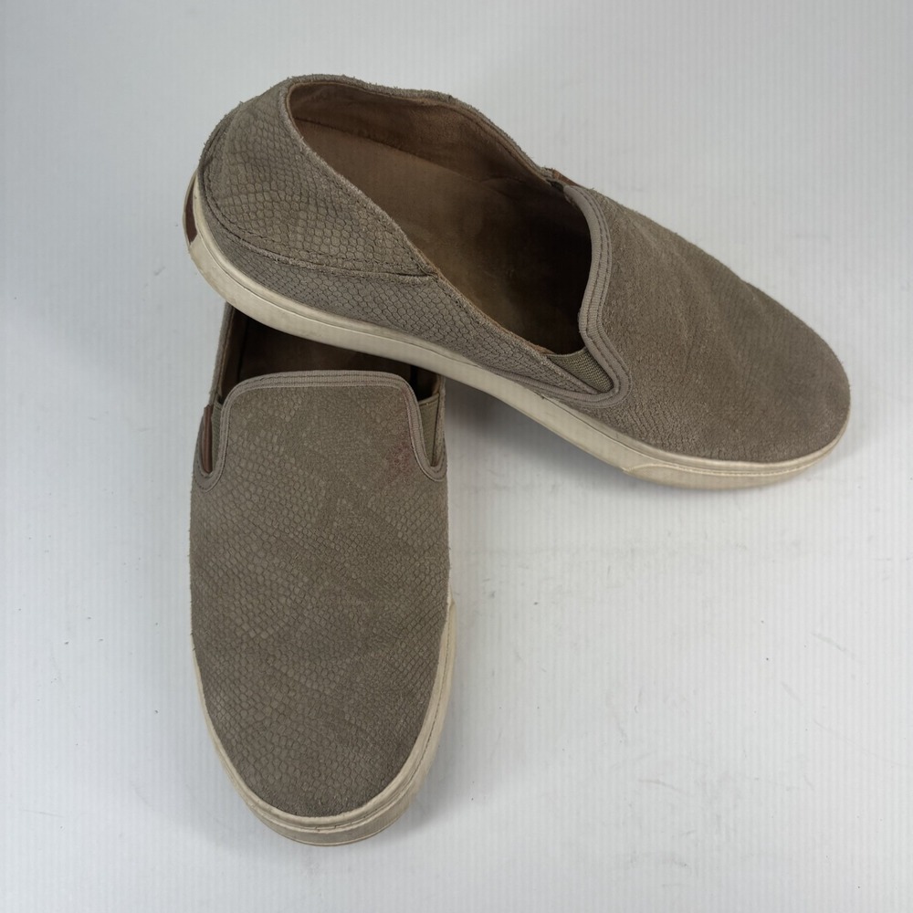 Olukai‎ Pehuea Women's US 8 Taupe Snake-Embossed Leather Slip-On Loafer Shoes - Picture 15 of 16